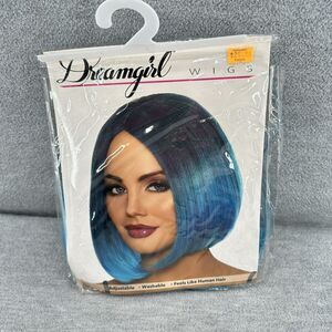DREAMGIRL - Adult Women Mid-Length Ombre Bob Black/Blue Wig  Z3